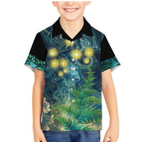 New Zealand Matariki Waipuna-a-rangi Family Matching Mermaid Dress and Hawaiian Shirt He Roimata o Rangi LT9 Son's Shirt Black - Polynesian Pride