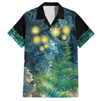 New Zealand Matariki Waipuna-a-rangi Family Matching Off Shoulder Short Dress and Hawaiian Shirt He Roimata o Rangi LT9 Dad's Shirt - Short Sleeve Black - Polynesian Pride
