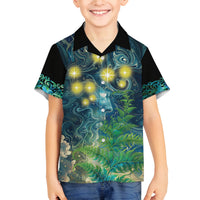 New Zealand Matariki Waipuna-a-rangi Family Matching Puletasi and Hawaiian Shirt He Roimata o Rangi LT9 Son's Shirt Black - Polynesian Pride