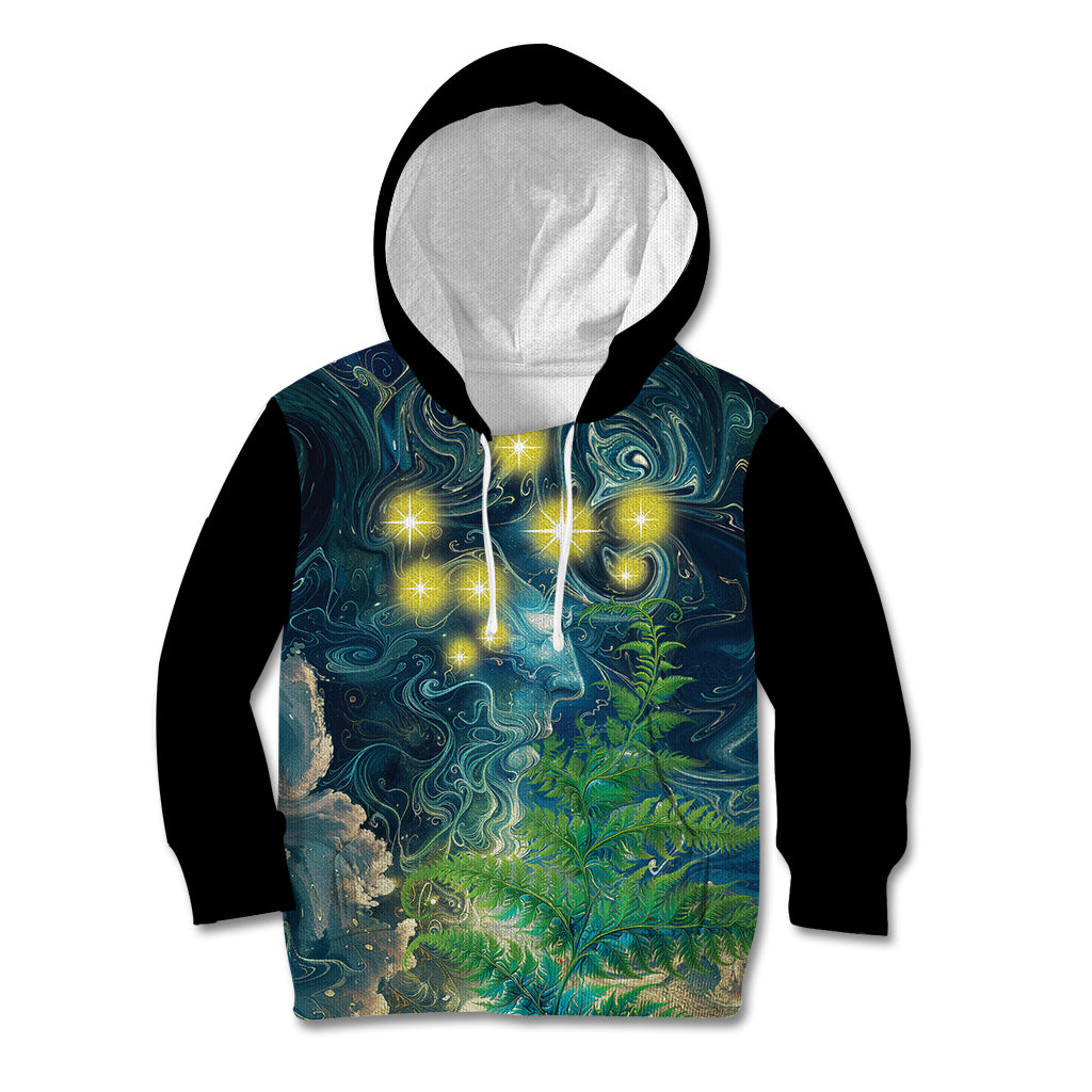 New Zealand Matariki Waipuna-a-rangi Kid Hoodie He Roimata o Rangi LT9 Hoodie Black - Polynesian Pride