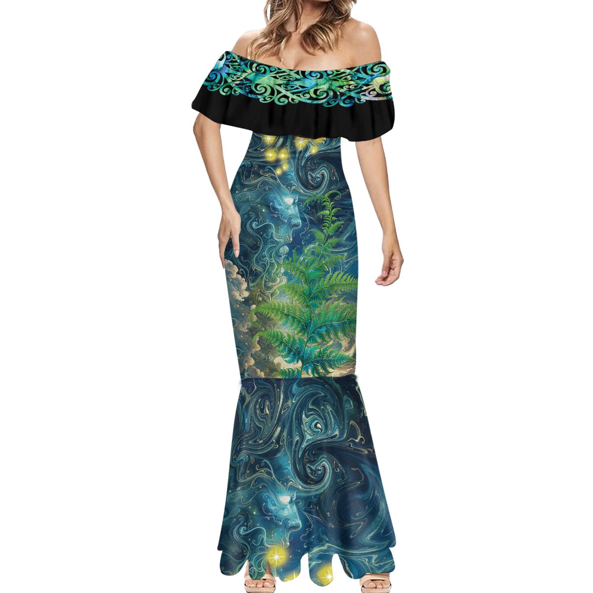 New Zealand Matariki Waipuna-a-rangi Mermaid Dress He Roimata o Rangi LT9 - Polynesian Pride