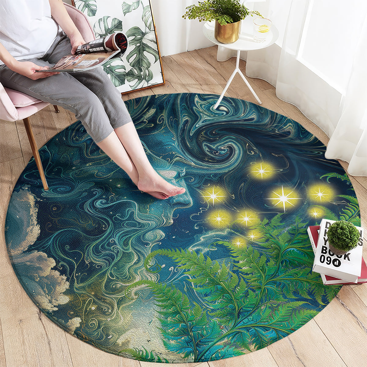 New Zealand Matariki Waipuna-a-rangi Round Carpet He Roimata o Rangi LT9 - Polynesian Pride