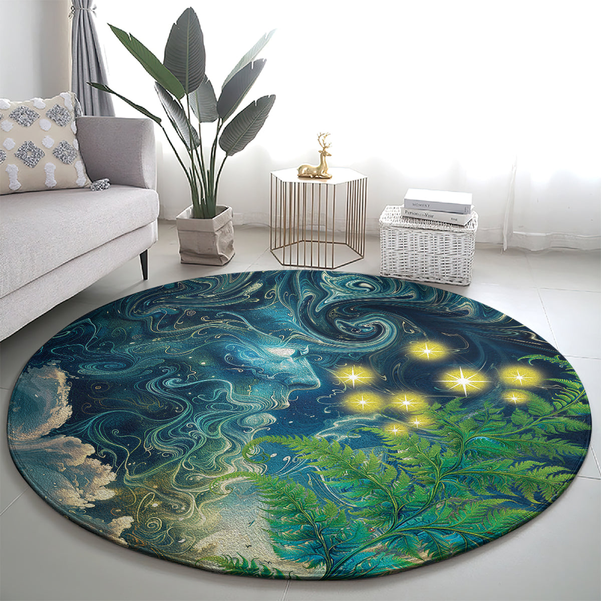 New Zealand Matariki Waipuna-a-rangi Round Carpet He Roimata o Rangi LT9 - Polynesian Pride
