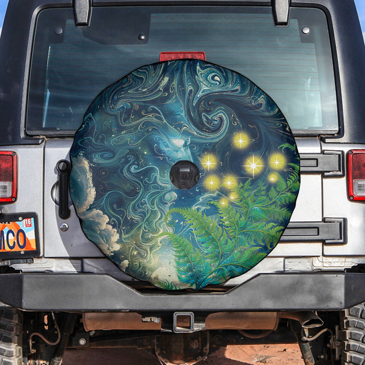 New Zealand Matariki Waipuna-a-rangi Spare Tire Cover He Roimata o Rangi LT9 Black - Polynesian Pride