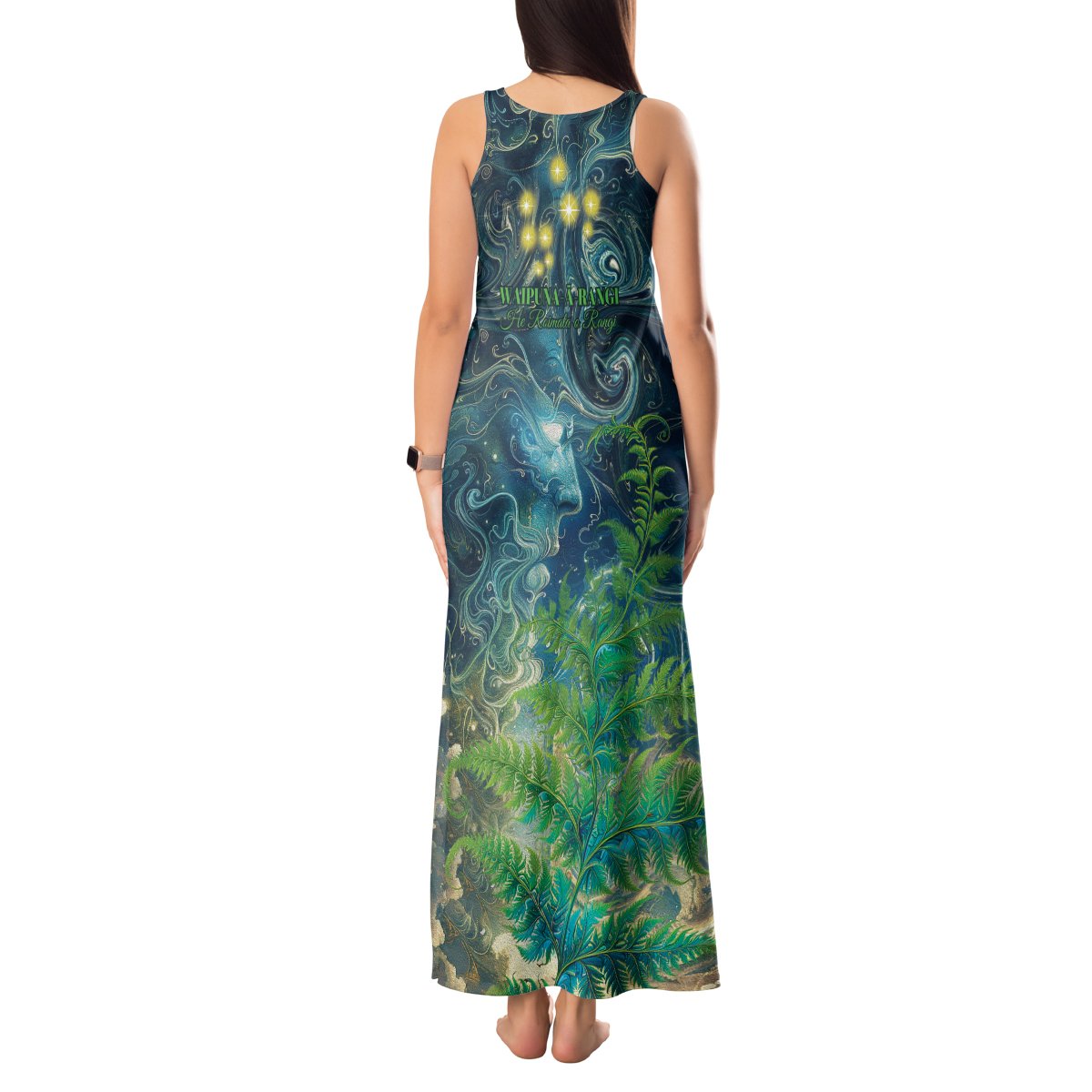 New Zealand Matariki Waipuna-a-rangi Tank Maxi Dress He Roimata o Rangi LT9 - Polynesian Pride