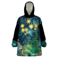 New Zealand Matariki Waipuna-a-rangi Wearable Blanket Hoodie He Roimata o Rangi LT9 One Size Black - Polynesian Pride