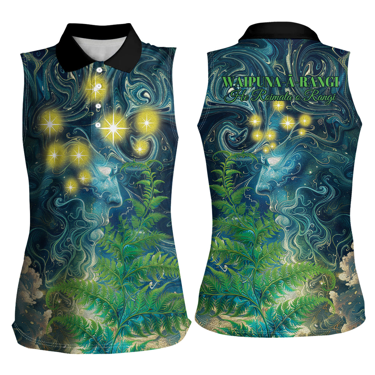 New Zealand Matariki Waipuna-a-rangi Women Sleeveless Polo Shirt He Roimata o Rangi LT9 - Polynesian Pride