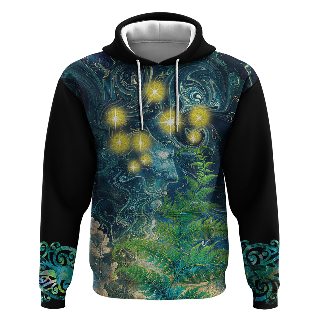 New Zealand Matariki Waipuna-a-rangi Zip Hoodie He Roimata o Rangi LT9 Pullover Hoodie Black - Polynesian Pride
