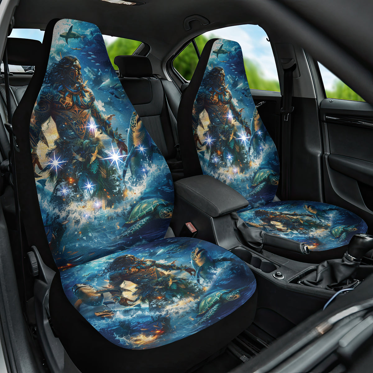 New Zealand Matariki Waita Car Seat Cover The Way Of The Water LT9 One Size Black - Polynesian Pride