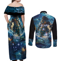 New Zealand Matariki Waita Couples Matching Off Shoulder Maxi Dress and Long Sleeve Button Shirt The Way Of The Water LT9 - Polynesian Pride