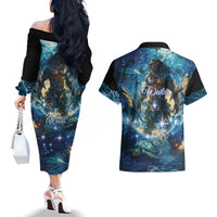 New Zealand Matariki Waita Couples Matching Off The Shoulder Long Sleeve Dress and Hawaiian Shirt The Way Of The Water LT9 - Polynesian Pride