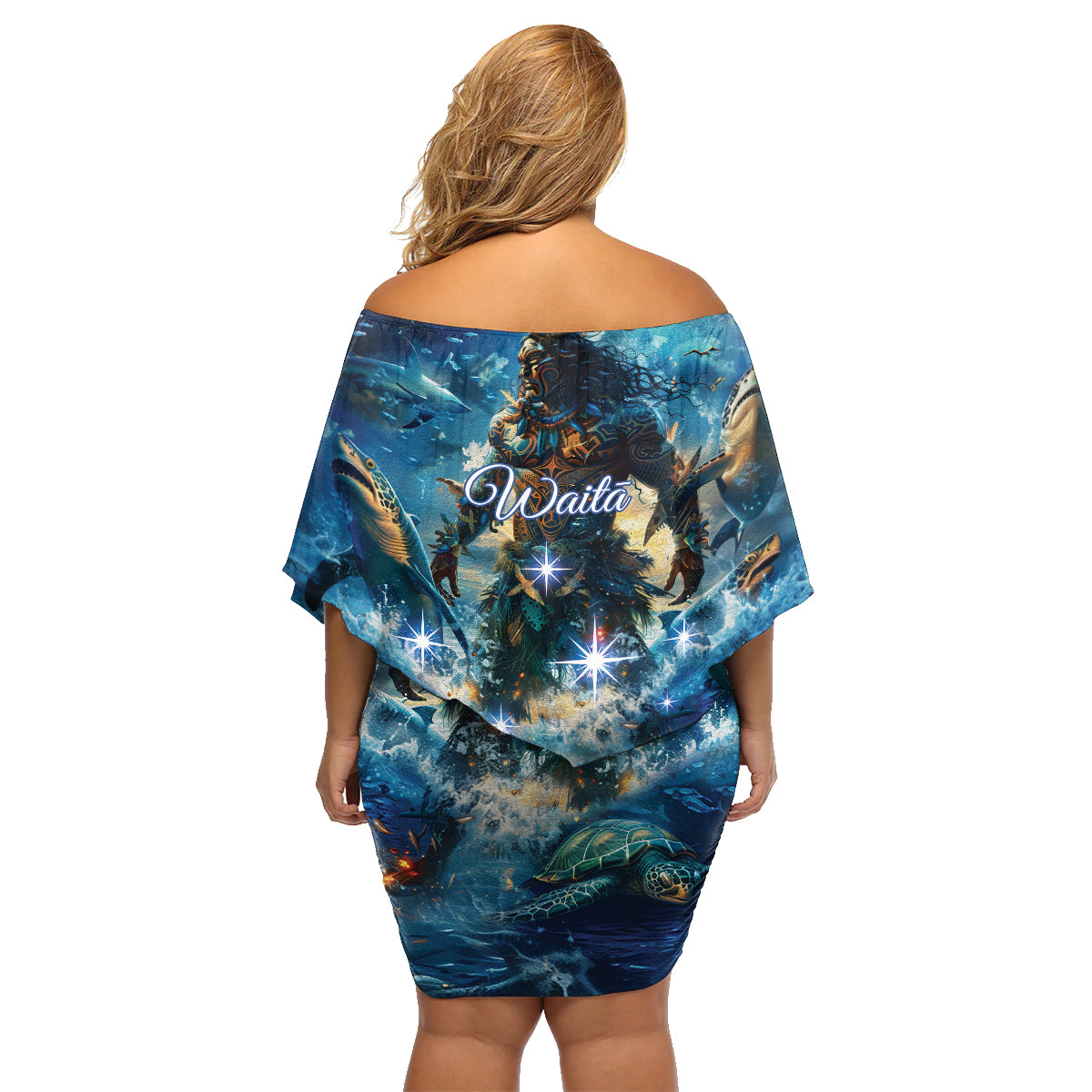 New Zealand Matariki Waita Family Matching Off Shoulder Short Dress and Hawaiian Shirt The Way Of The Water LT9 - Polynesian Pride