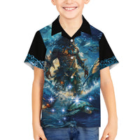 New Zealand Matariki Waita Family Matching Off Shoulder Short Dress and Hawaiian Shirt The Way Of The Water LT9 Son's Shirt Black - Polynesian Pride