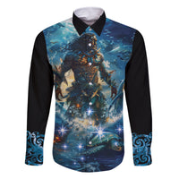 New Zealand Matariki Waita Family Matching Tank Maxi Dress and Hawaiian Shirt The Way Of The Water LT9 Dad's Shirt - Long Sleeve Black - Polynesian Pride