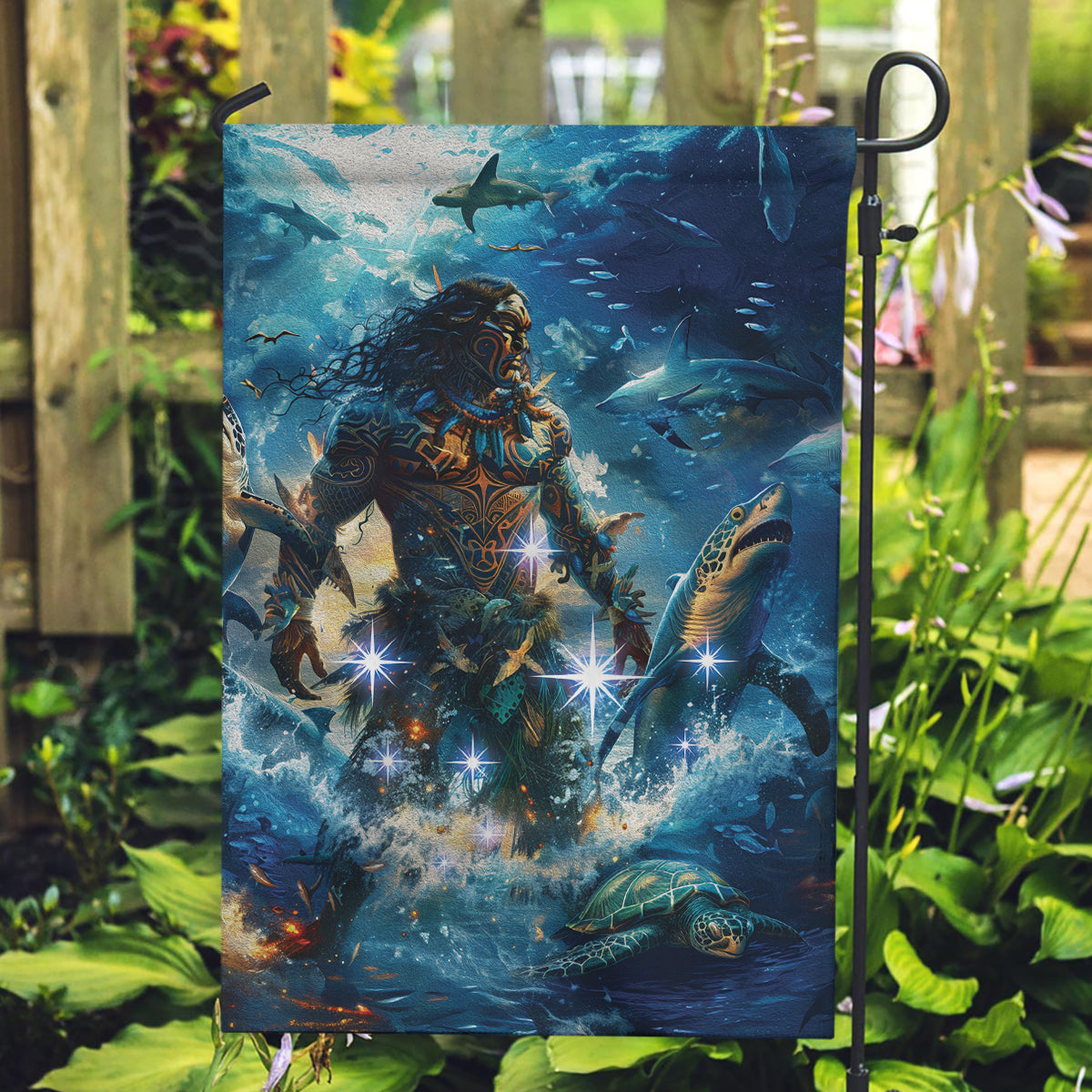 New Zealand Matariki Waita Garden Flag The Way Of The Water LT9 Garden Flag Black - Polynesian Pride