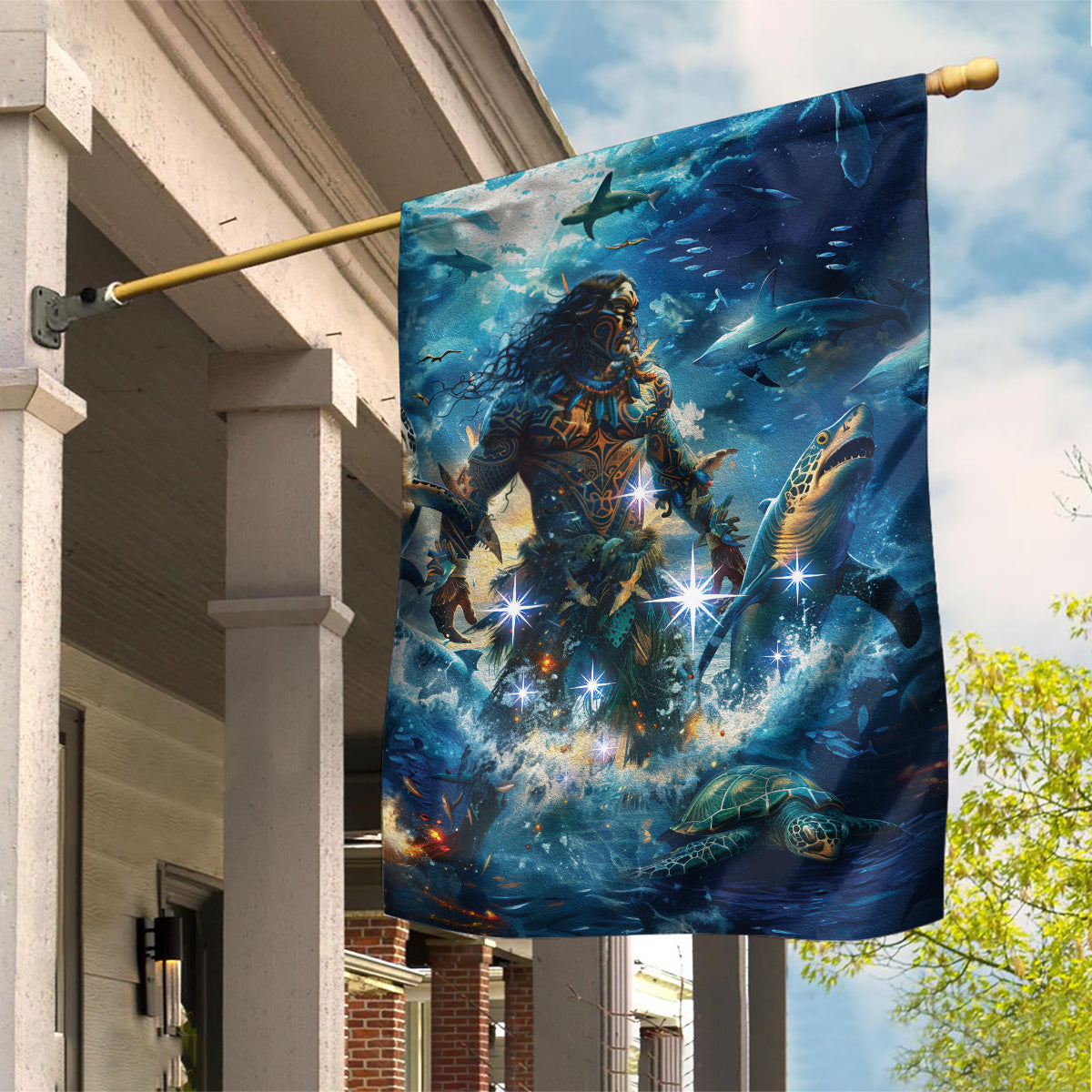New Zealand Matariki Waita Garden Flag The Way Of The Water LT9 House Flag Black - Polynesian Pride