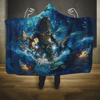 New Zealand Matariki Waita Hooded Blanket The Way Of The Water LT9 One Size Black - Polynesian Pride