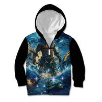 New Zealand Matariki Waita Kid Hoodie The Way Of The Water LT9 Zip Hoodie Black - Polynesian Pride