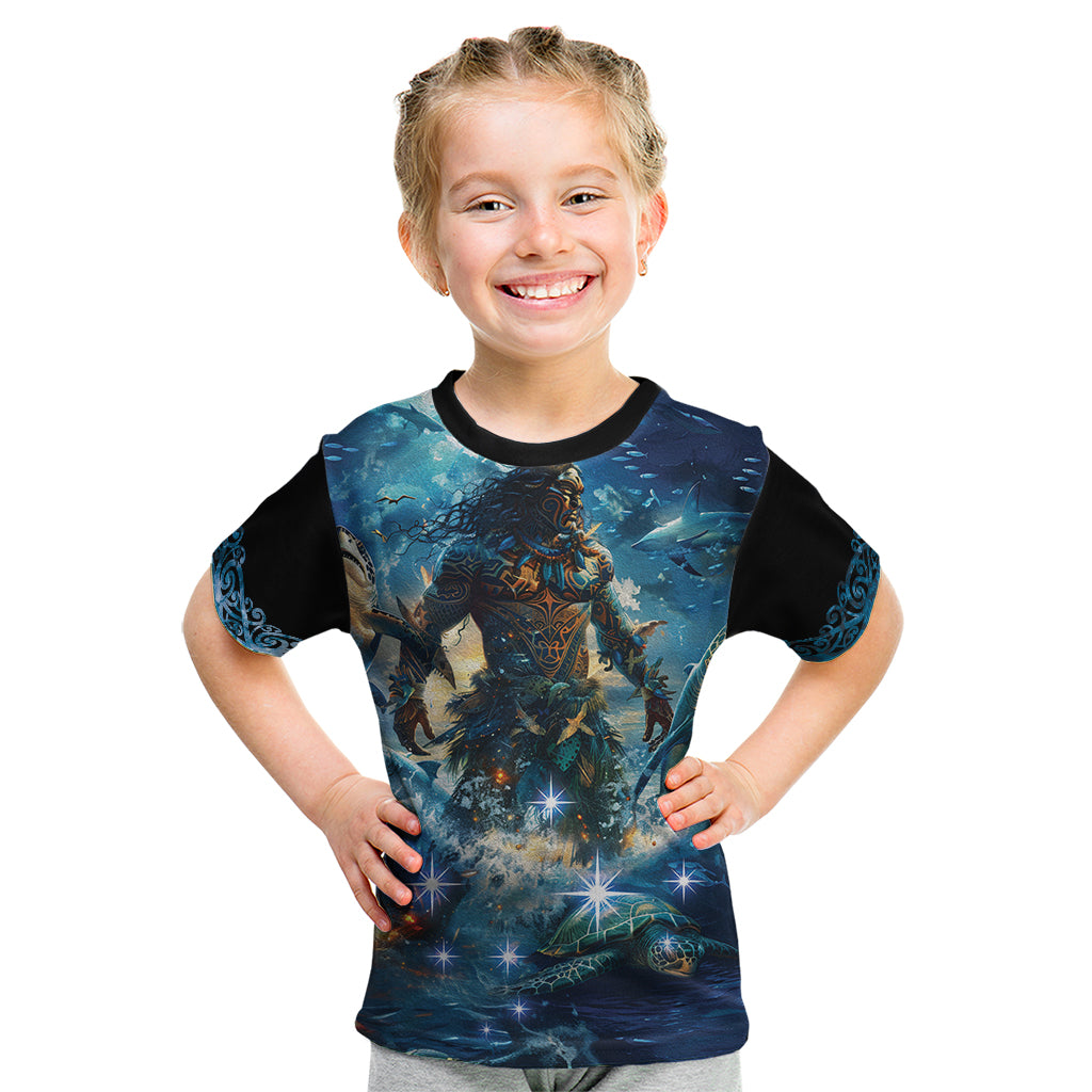 New Zealand Matariki Waita Kid T Shirt The Way Of The Water LT9 Black - Polynesian Pride