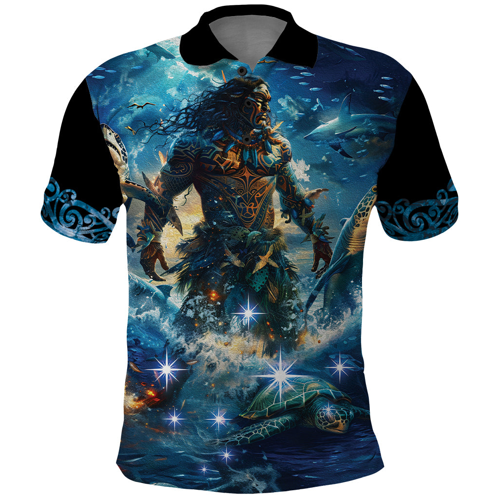 New Zealand Matariki Waita Polo Shirt The Way Of The Water LT9 Black - Polynesian Pride