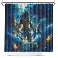 New Zealand Matariki Waita Shower Curtain The Way Of The Water LT9 Black - Polynesian Pride