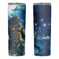 New Zealand Matariki Waita Skinny Tumbler The Way Of The Water LT9 Black - Polynesian Pride