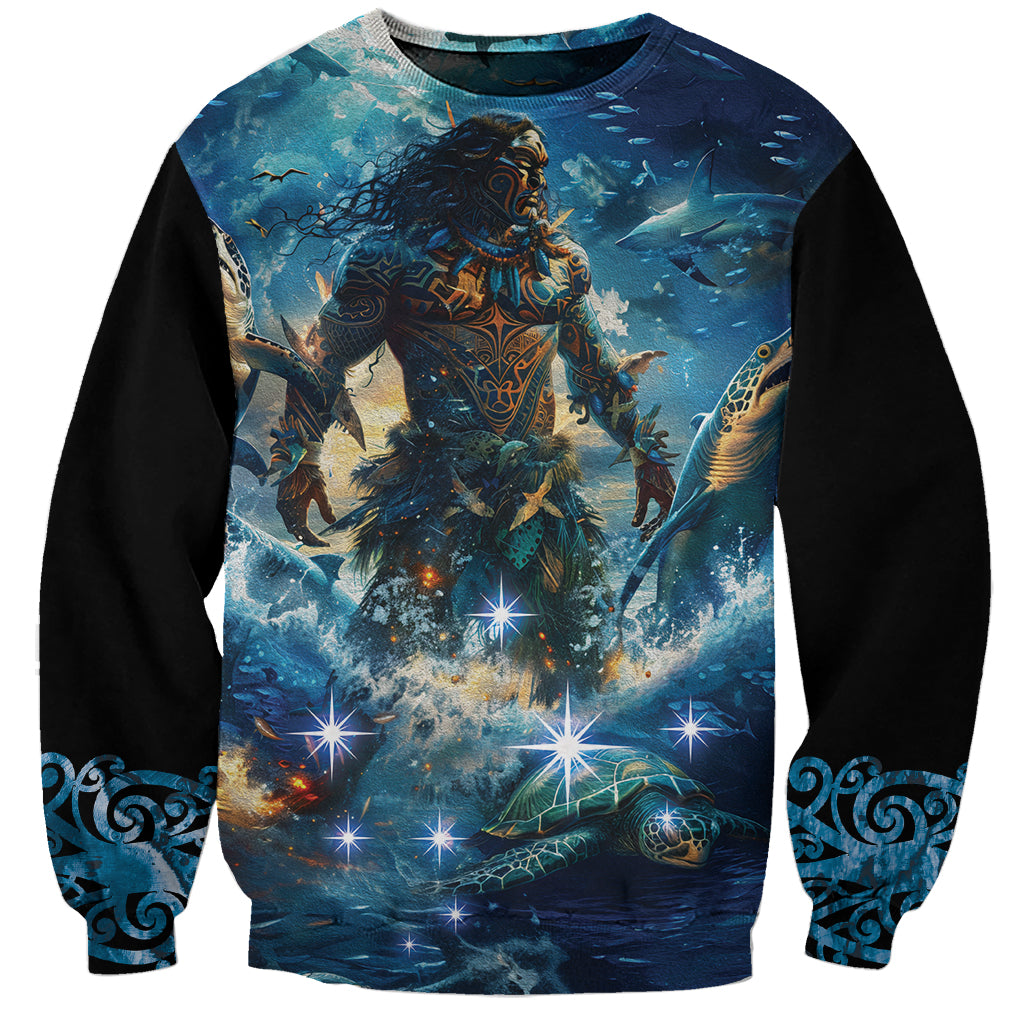 New Zealand Matariki Waita Sweatshirt The Way Of The Water LT9 Unisex Black - Polynesian Pride