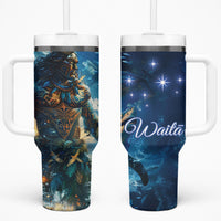 New Zealand Matariki Waita Tumbler With Handle The Way Of The Water LT9 One Size: 40 oz Black - Polynesian Pride