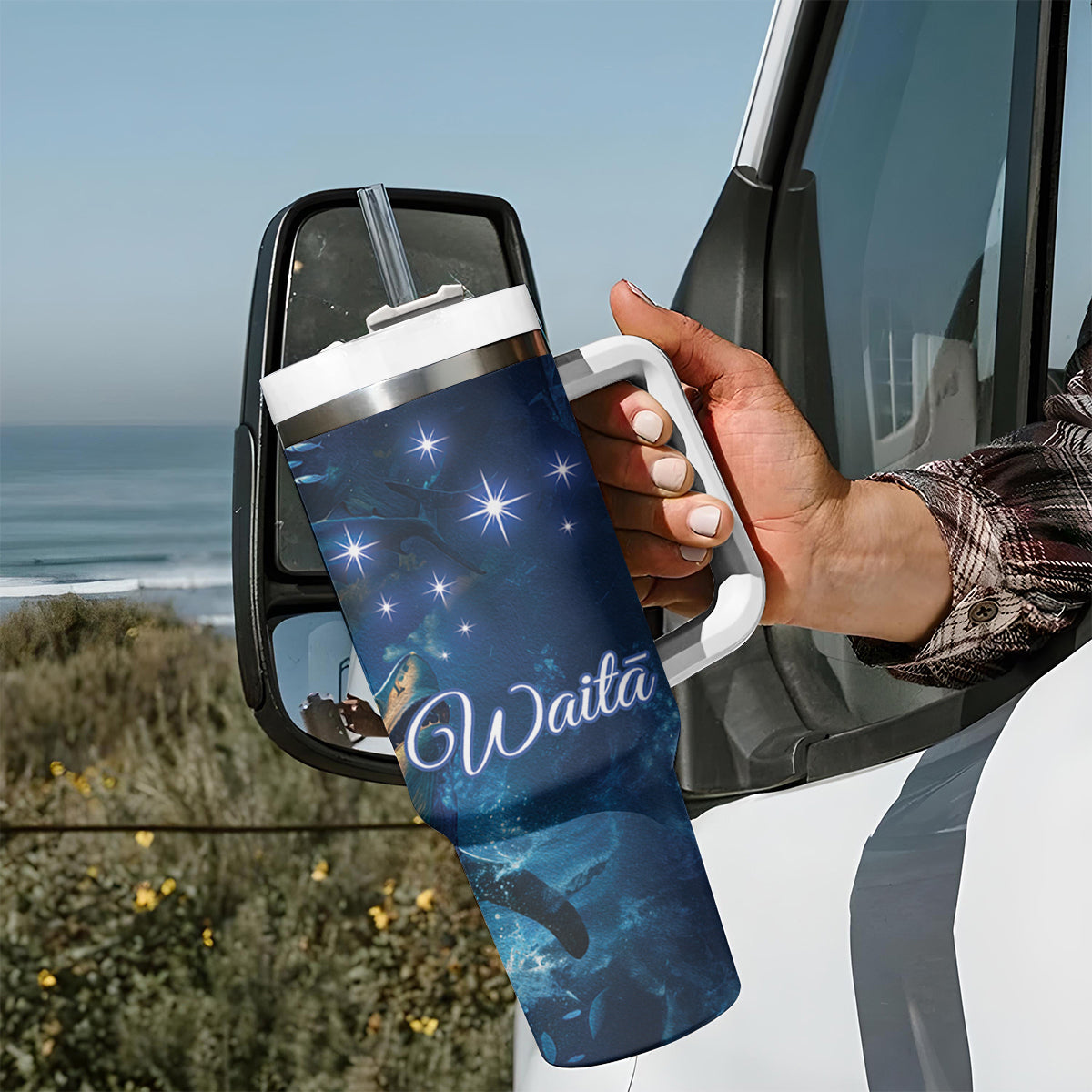 New Zealand Matariki Waita Tumbler With Handle The Way Of The Water LT9 - Polynesian Pride