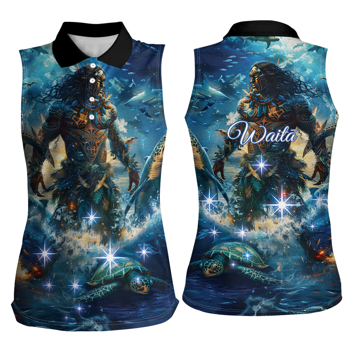 New Zealand Matariki Waita Women Sleeveless Polo Shirt The Way Of The Water LT9 - Polynesian Pride