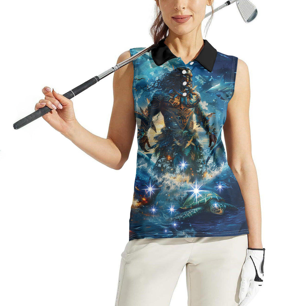 New Zealand Matariki Waita Women Sleeveless Polo Shirt The Way Of The Water LT9 - Polynesian Pride
