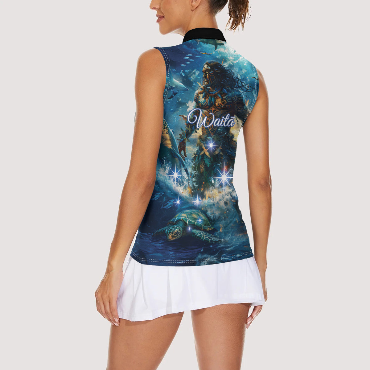New Zealand Matariki Waita Women Sleeveless Polo Shirt The Way Of The Water LT9 - Polynesian Pride