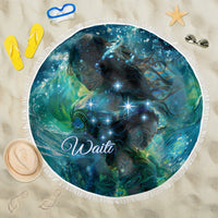 New Zealand Matariki Waiti Beach Blanket The Beginnings Of Life LT9 One Size 150cm Black - Polynesian Pride