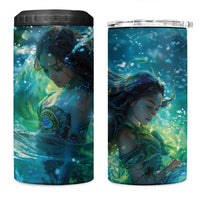 New Zealand Matariki Waiti 4 in 1 Can Cooler Tumbler The Beginnings Of Life LT9 One Size: 16 oz Black - Polynesian Pride