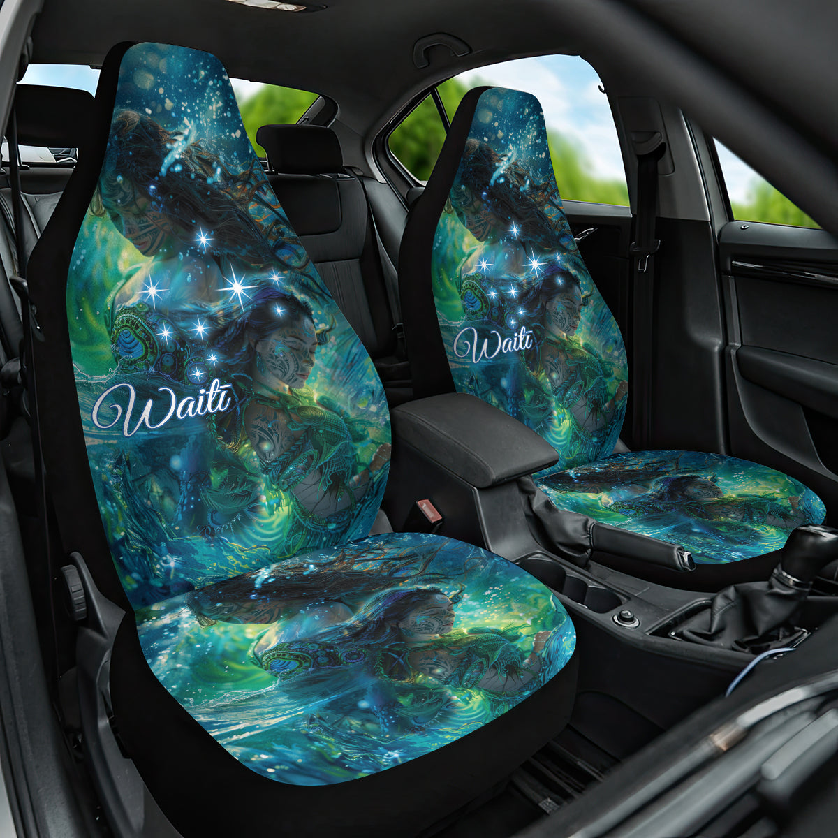 New Zealand Matariki Waiti Car Seat Cover The Beginnings Of Life LT9 One Size Black - Polynesian Pride