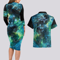 New Zealand Matariki Waiti Couples Matching Long Sleeve Bodycon Dress and Hawaiian Shirt The Beginnings Of Life LT9 - Polynesian Pride