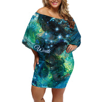 New Zealand Matariki Waiti Family Matching Off Shoulder Short Dress and Hawaiian Shirt The Beginnings Of Life LT9 Mom's Dress Black - Polynesian Pride