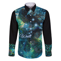 New Zealand Matariki Waiti Family Matching Puletasi and Hawaiian Shirt The Beginnings Of Life LT9 Dad's Shirt - Long Sleeve Black - Polynesian Pride