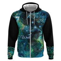 New Zealand Matariki Waiti Hoodie The Beginnings Of Life LT9 Zip Hoodie Black - Polynesian Pride