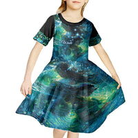 New Zealand Matariki Waiti Kid Short Sleeve Dress The Beginnings Of Life LT9 - Polynesian Pride