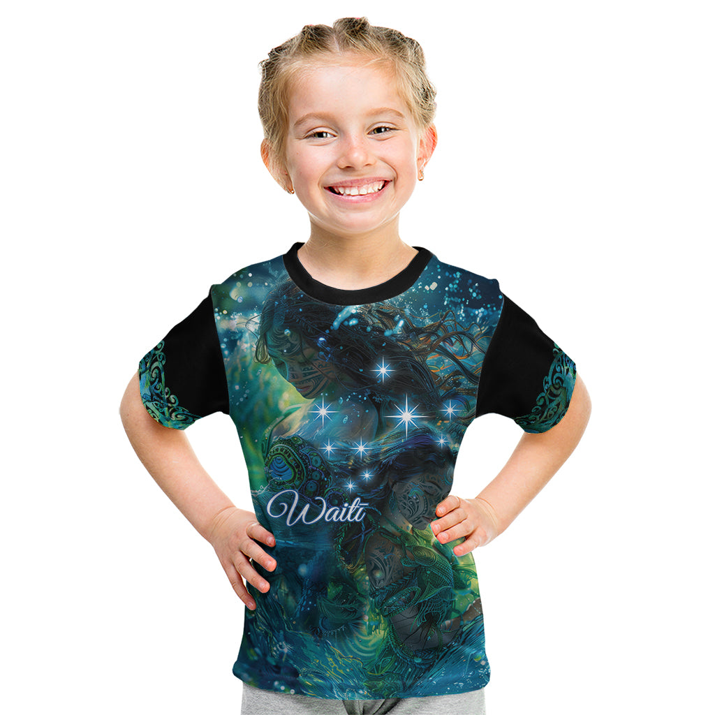 New Zealand Matariki Waiti Kid T Shirt The Beginnings Of Life LT9 Black - Polynesian Pride