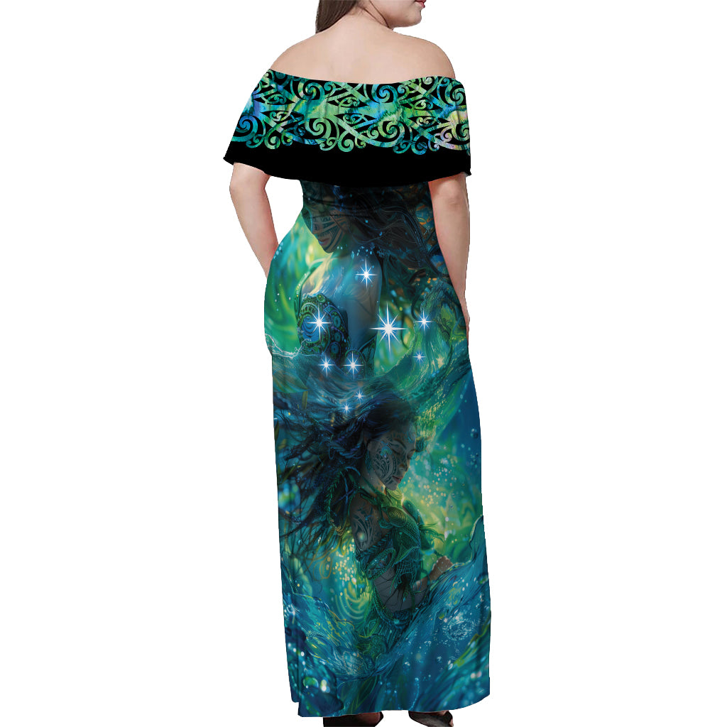 New Zealand Matariki Waiti Off Shoulder Maxi Dress The Beginnings Of Life LT9 - Polynesian Pride