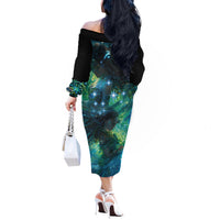 New Zealand Matariki Waiti Off The Shoulder Long Sleeve Dress The Beginnings Of Life LT9 - Polynesian Pride