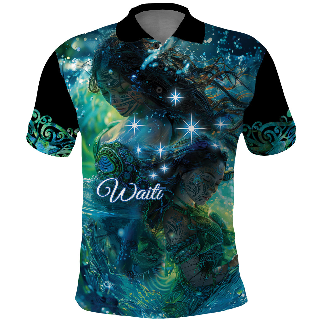 New Zealand Matariki Waiti Polo Shirt The Beginnings Of Life LT9 Black - Polynesian Pride