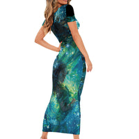 New Zealand Matariki Waiti Short Sleeve Bodycon Dress The Beginnings Of Life LT9 - Polynesian Pride