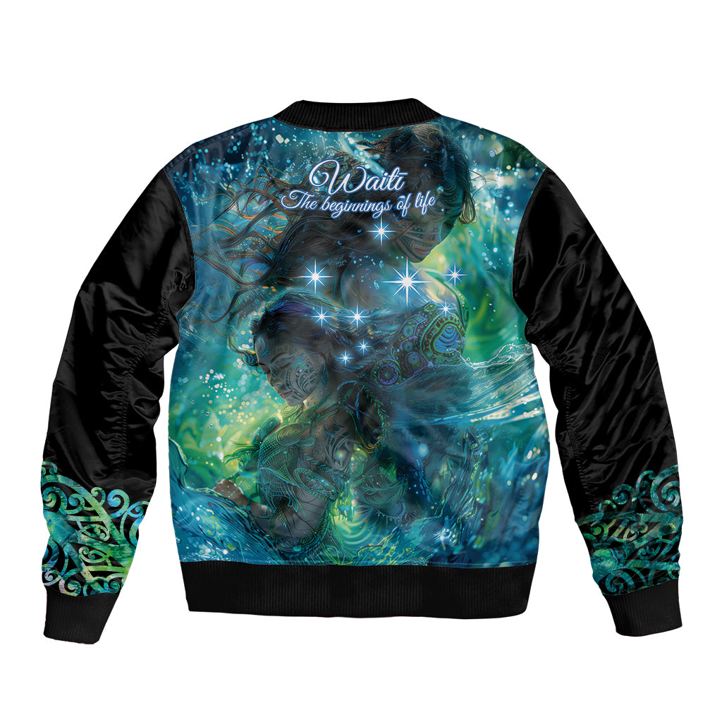 New Zealand Matariki Waiti Sleeve Zip Bomber Jacket The Beginnings Of Life LT9 - Polynesian Pride