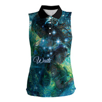 New Zealand Matariki Waiti Women Sleeveless Polo Shirt The Beginnings Of Life LT9 Female Black - Polynesian Pride
