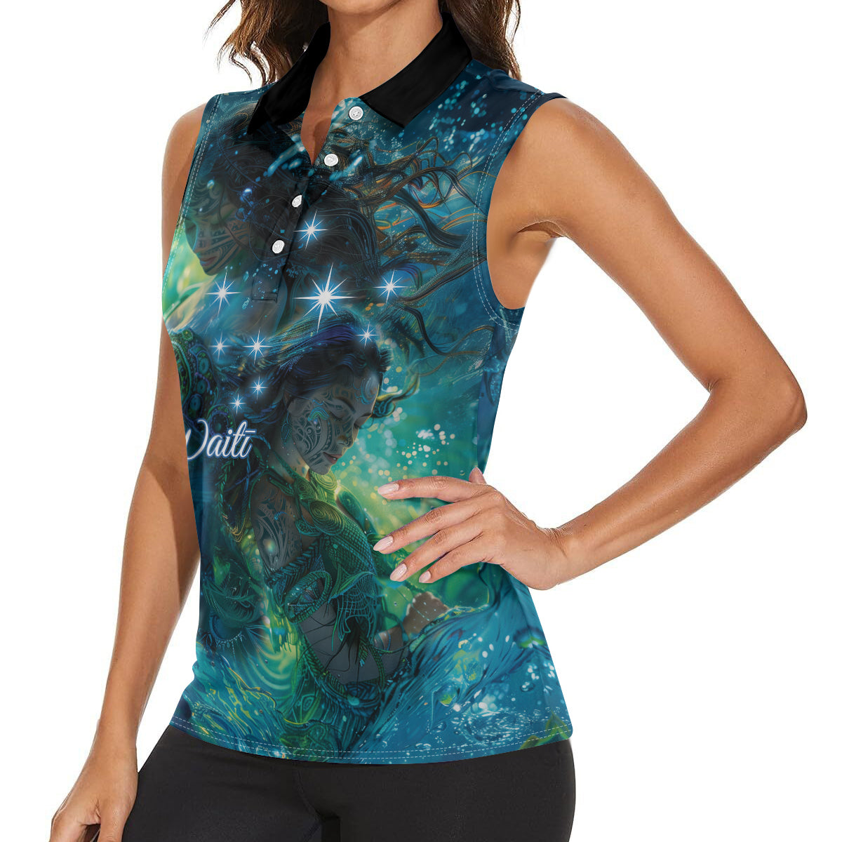 New Zealand Matariki Waiti Women Sleeveless Polo Shirt The Beginnings Of Life LT9 - Polynesian Pride
