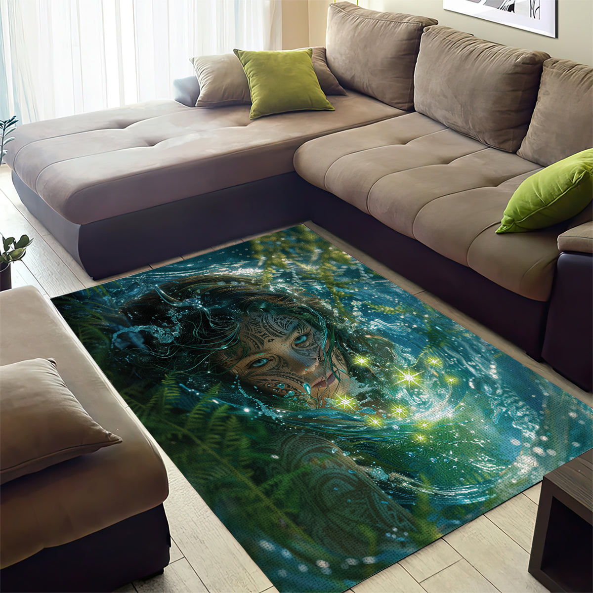 New Zealand Matariki Waiti Area Rug Waimori and The Origin Of Life LT9 - Polynesian Pride