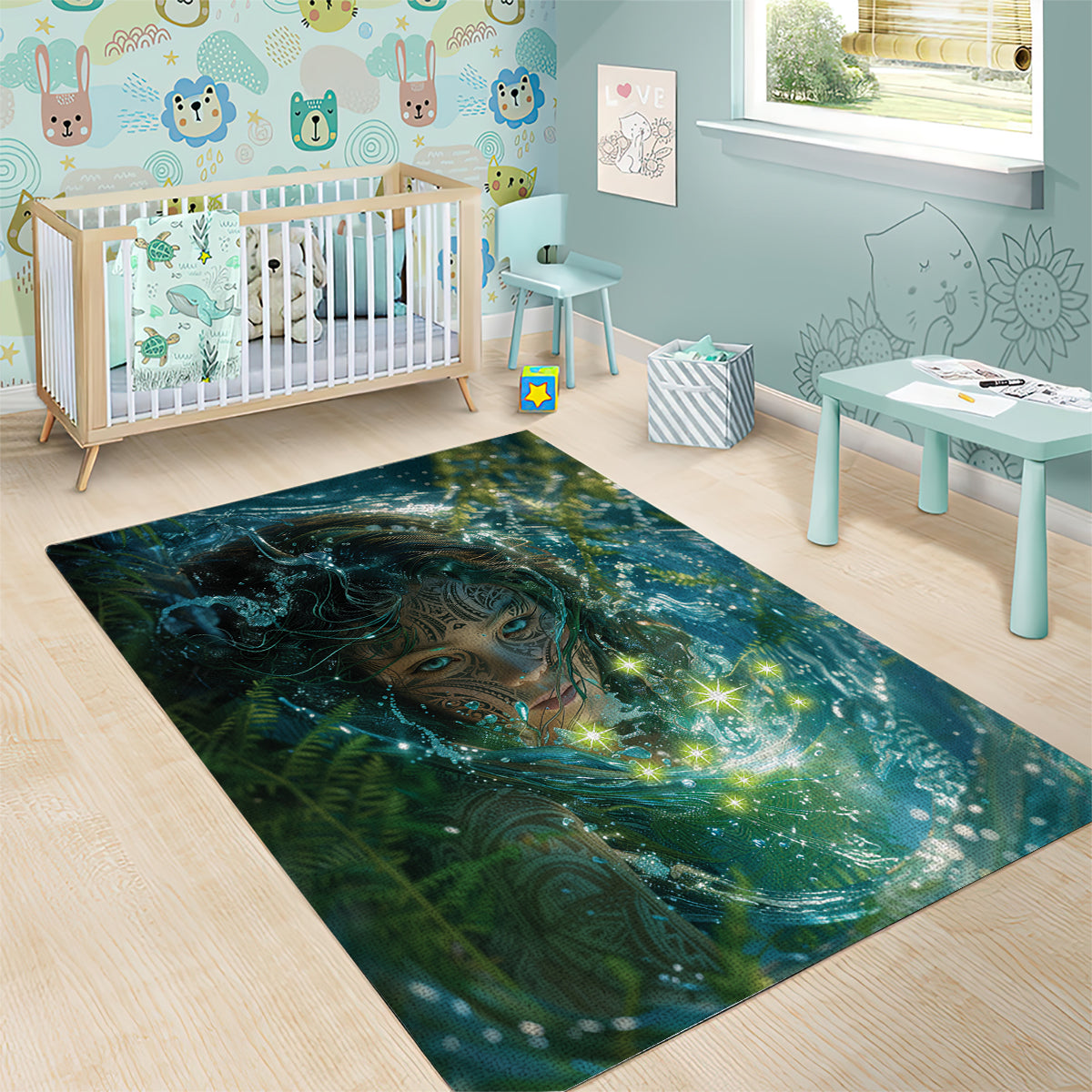New Zealand Matariki Waiti Area Rug Waimori and The Origin Of Life LT9 - Polynesian Pride